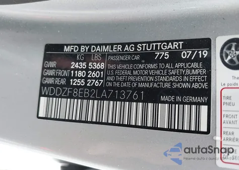 2020 Mercedes-Benz E 350 4Matic from USA, damaged, VIN WDDZF8EB2LA713761